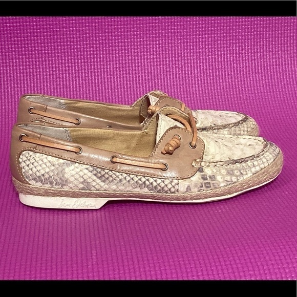 Sam Edelman NWOT Women's Snake-print Leather Boat Shoes - Size 6.5M - Picture 4 of 10